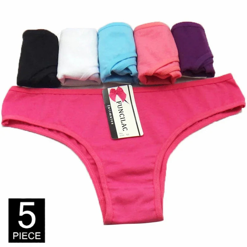 Women Underwear Cotton Sexy Everyday Ladies Girls Panties Plus Size Briefs Intimates Lingerie Knickers 5 Pcs/set.