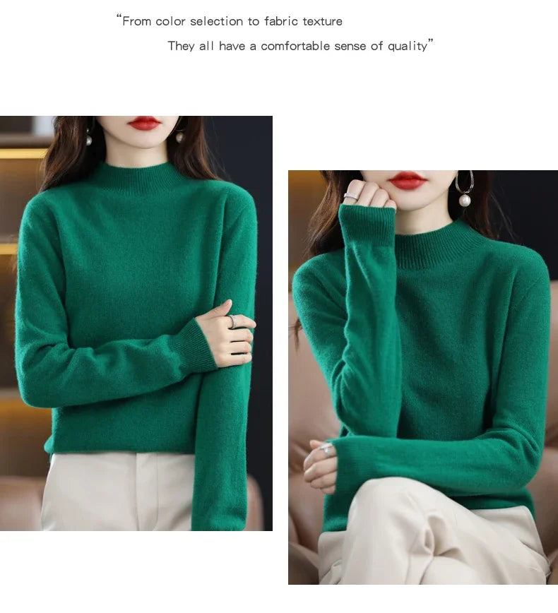 2025 Women's Casual Knit Tops Half-neck Pullover In Autumn And Winter New Cashmere Sweater Women's Coat 19 Colors