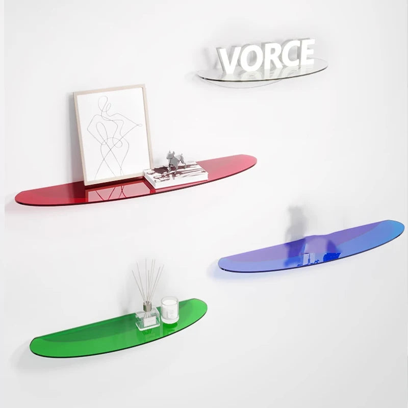 Bathroom Living Room Display Seamless Punch-free Fashion Decoration Color Acrylic Semi-circular Shelf Decoration Rack Storage.
