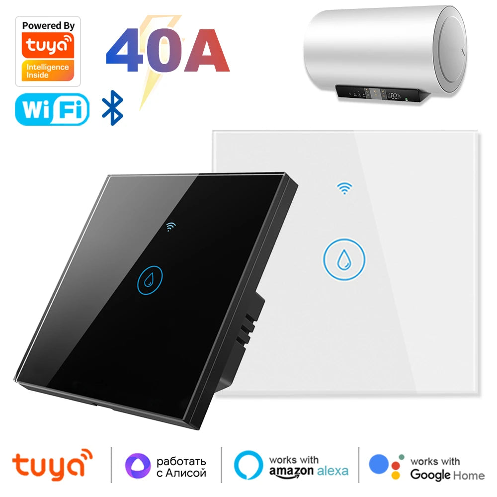 Tuya Smart 40A Wifi + Bluetooth Wasser Heizung Kessel Touch Schalter 8800W Timer Zeitplan Sprachsteuerung Alexa Google hause Yandex Alice.