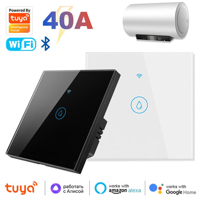 Tuya Smart 40A Wifi + Bluetooth Wasser Heizung Kessel Touch Schalter 8800W Timer Zeitplan Sprachsteuerung Alexa Google hause Yandex Alice.