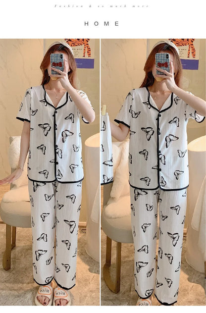2023 neue Damen dreiteilige Pyjamas Frauen bedruckte Pyjamas Home Sets Pyjama Sets süße Mädchen Homewear.
