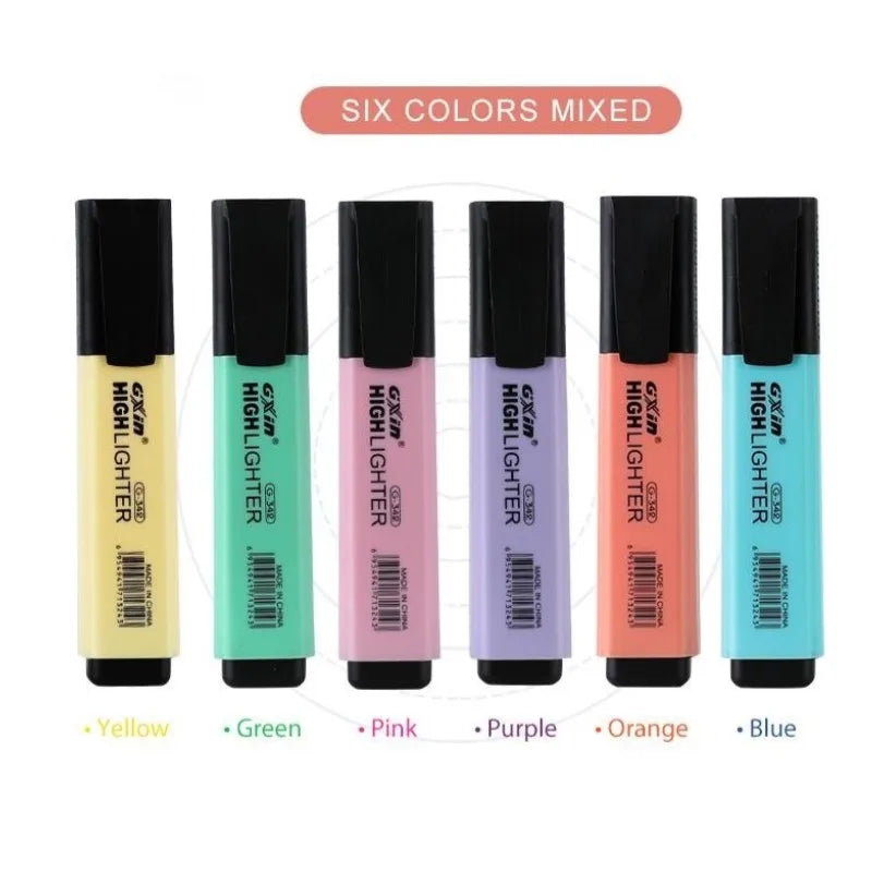 6 PCS Highlighter Marker 6 Fluoreszierende Makronen Farben, Hohe Qualität Rechteckige Marker Student Schreibwaren Büro Schule Kunst Verwenden.