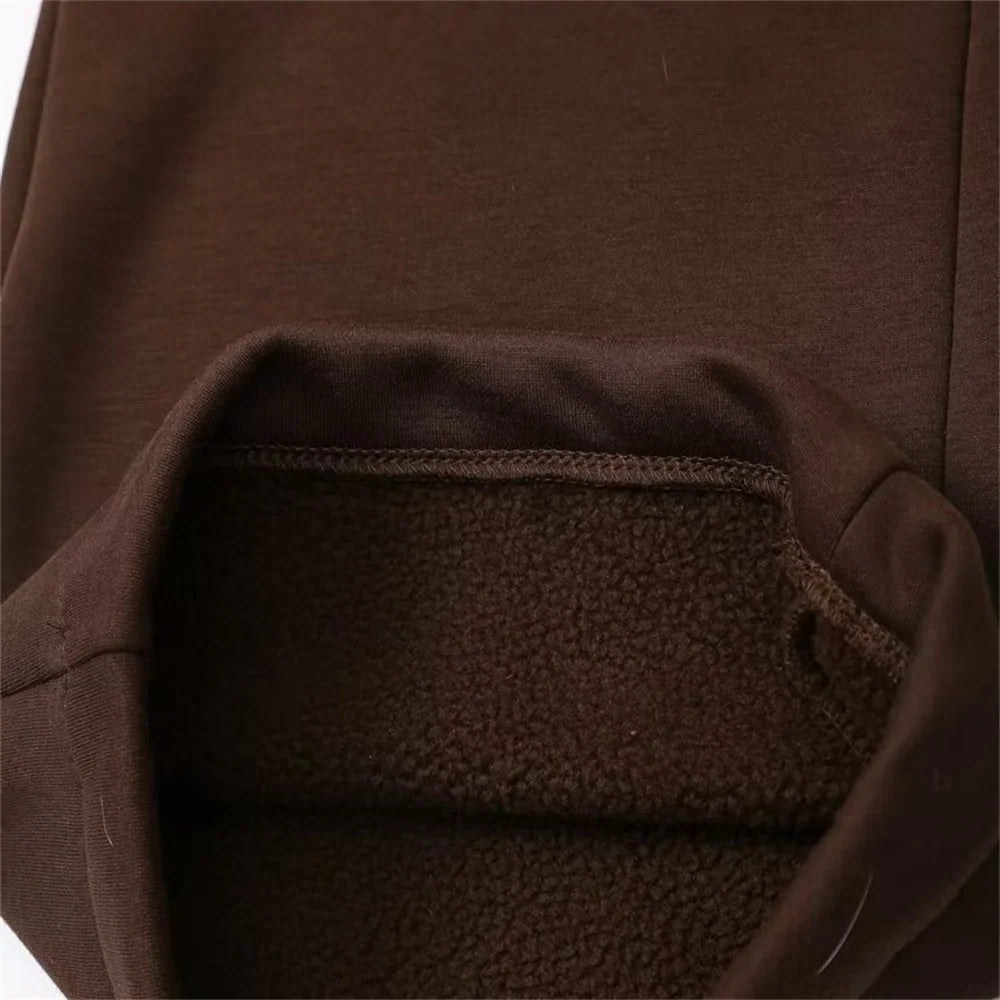 autumn new women's fashionable casual zipper decoration hooded long sleeved sportswear jacket wide leg pants set.