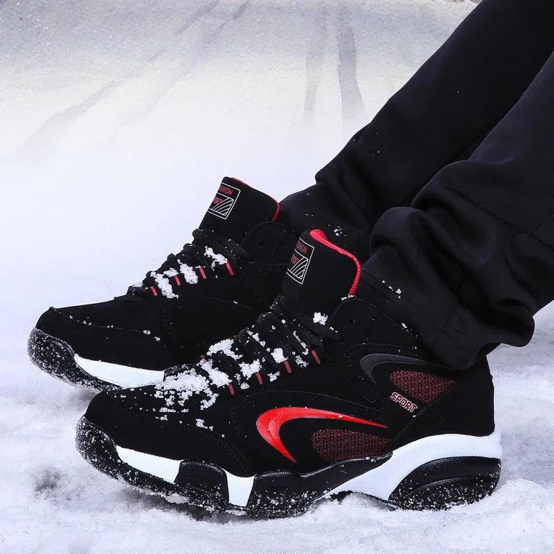 Winter Warm Couple Casual Sneakers Fashion Leather Outdoor Sport Running Tenis Men Non-slip Big Size 48 Trainer Men’s Snow Shoes.