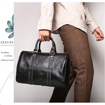 Vintage Herren Rindsleder Business Kurzstrecken tragen Handgepäck taschen große Kapazität Reisetasche einfache Umhängetaschen