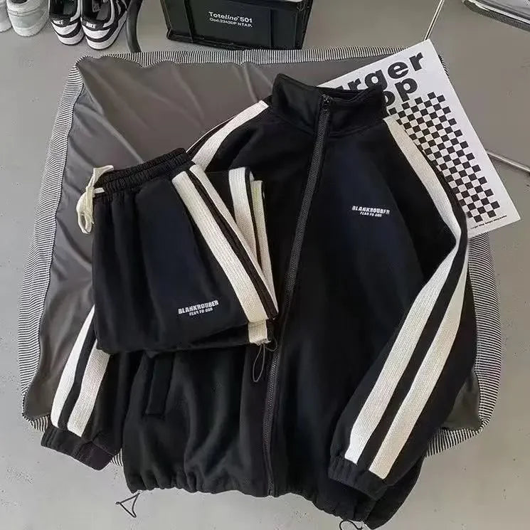 Casual Sporty Men's Hoodie Pants Set Hong Kong Style Long Sleeve Autumn Winter Loose Trendy Student Wear AE Origin China.