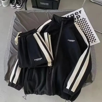 Casual Sporty Men's Hoodie Pants Set Hong Kong Style Long Sleeve Autumn Winter Loose Trendy Student Wear AE Origin China.