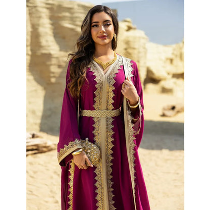 2PCS Muslimische Frauen Luxus Kimono Strickjacke Innere Kleid Set Dubai Abaya Kaftan Marokko Abend Party Kleid Djellaba Eid Jalabiya Neue.