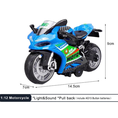 1:12 Sound Light Motorcycle Alloy+Plastic Moto Car Model Diecast Play Vehicles Decoration Collection Boy Toys For Children Gift.