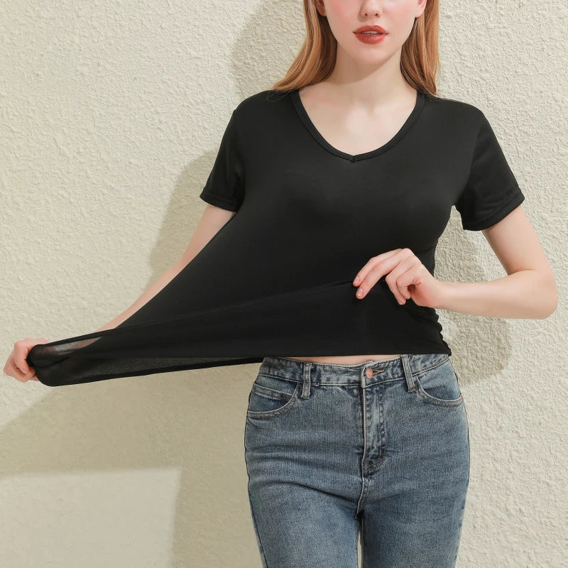 2024 Kurze T-Shirts Sommer Damen Kurzarm Rundhals Casual Bluse Shirts Einfarbig Tops Schwarz / Weiß