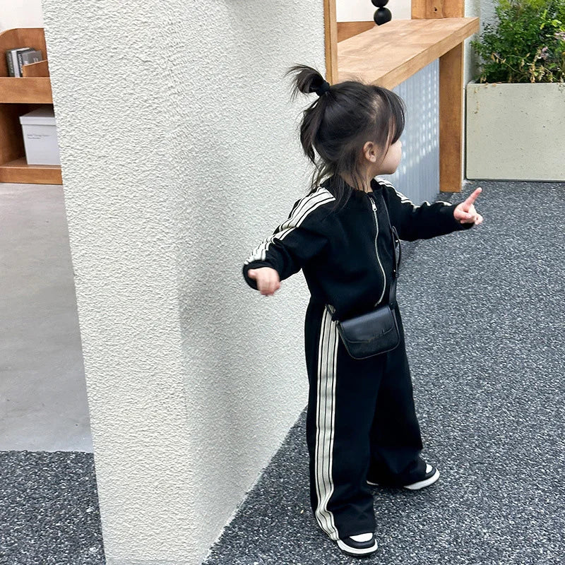 Girls Spring Sets Toddler New Autumn Sports Casual Suits Kids Long-sleeved Jacket+Pants 2Pcs Outfits Children Loose Clothing Set.