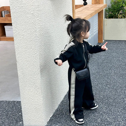 Girls Spring Sets Toddler New Autumn Sports Casual Suits Kids Long-sleeved Jacket+Pants 2Pcs Outfits Children Loose Clothing Set.