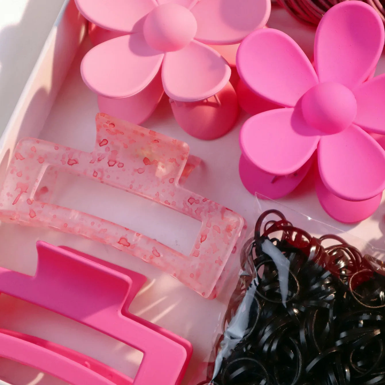 Fashionable Pink Hair Accessories Set for Women, Seamless Ponytail Holders Variety Hair Scrunchies For Women Lady 2024.