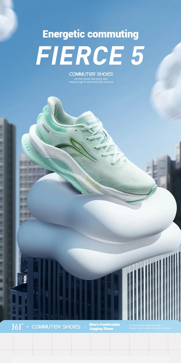 361 Degrees Fierce 5 Men Running Shoes New Soft Breathable Rebound Non-slip Shock-absorber Wear-resistant Male Sneaker 672522218.