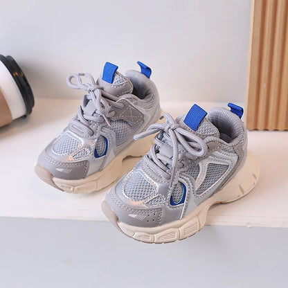Kids Casual Sports Shoes with Thick Soles Boys Girls Fashion Versatile Sneakers 2024 New Children Mesh Breathable Running Shoes