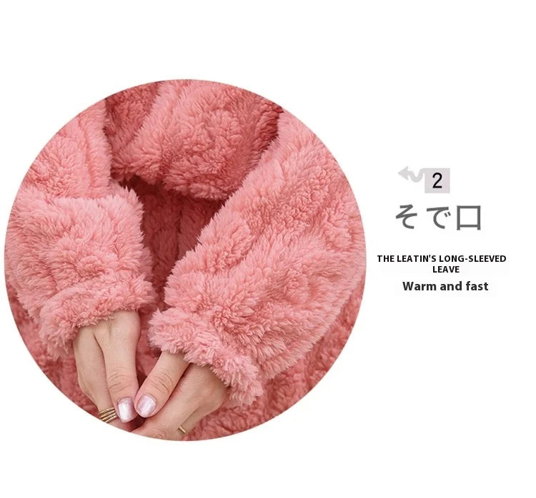 Korallen Samt Neue Warme Pyjamas Homewear Anzug Japanische und Koreanische frauen Herbst und Winter Verdickte Lose Pyjamas Homewear Anzug.