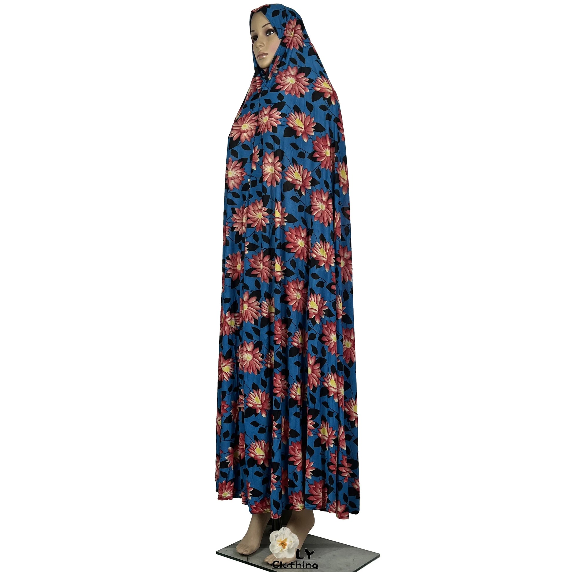 New Dubai Islamic Robe Ramadan Womens Hooded Abaya African Sleeveless Loose Soft Prayer Garment Muslim Floral Dress With Hijab.