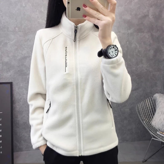 Plus Größe Herbst Winter Polar Fleece Warme Mantel Frauen Sweatshirt Outdoor Sport Casual Zipper Strickjacke Jacke Top Schlank Jugendliche