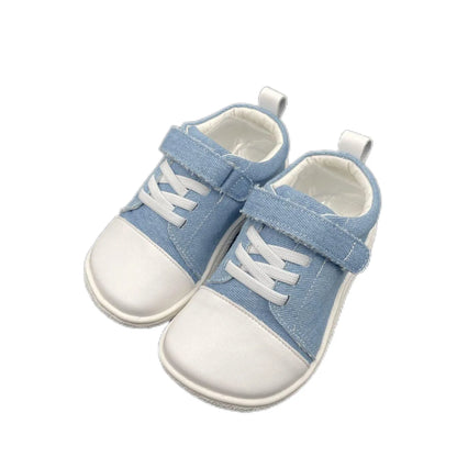 Tipsietoes New 2025 Genuine Leather Shoe For Girls And Boys Kids Barefoot Sneaker Light Weight Minimalist Elastic Double Strape.