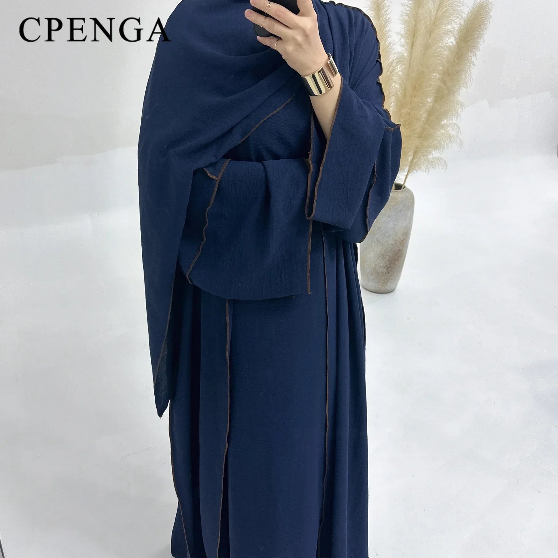 Muslim Abaya3 Pieces Dress for Women Arab Plain Hijab Ramadan Islamic.