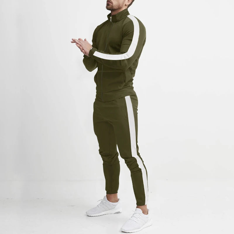 Frühling und Herbst neue Freizeit Herren Sport Set farbige Herren Stehkragen Casual Set trend ige Sport 2-teiliges Set.