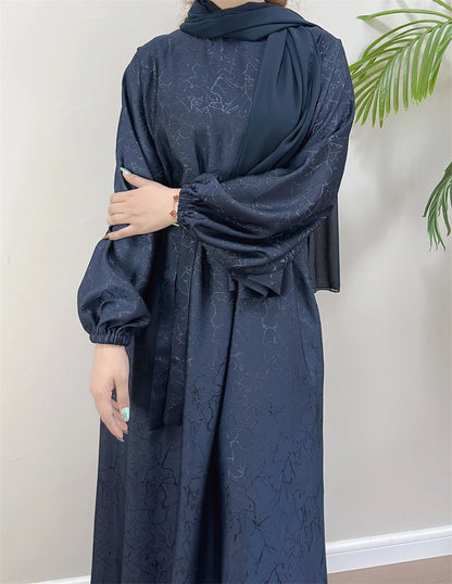 Ramadan Eid Satin Dubai Long Modest Dress Abaya Damen Islam Muslim Kaftan African Dresses For Women Kebaya Robe Femme Musulmane.