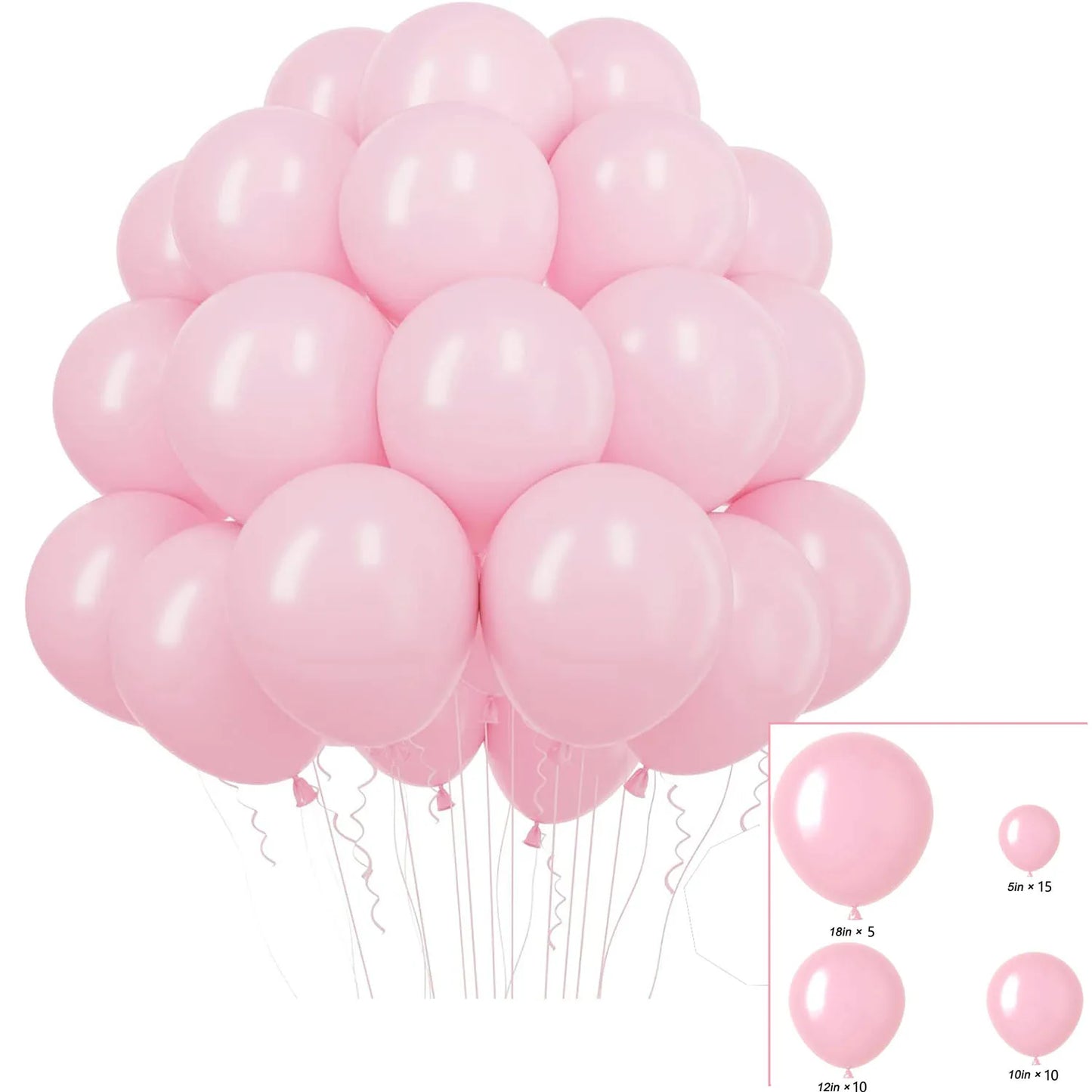 Pastell rosa Luftballons in verschiedenen Größen 18 12 10 5 Zoll für hellrosa Luftballons zum Geburtstag Valentinstag Hochzeits feier Dekoration.