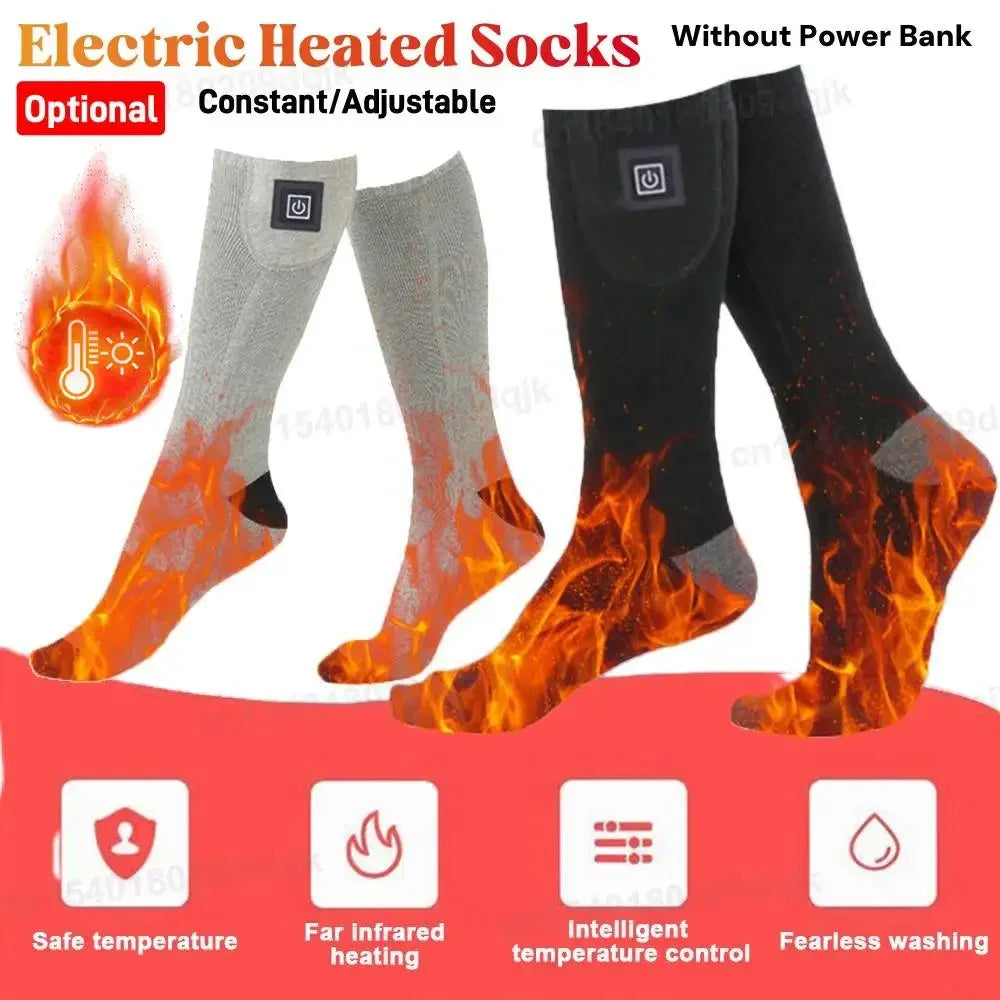 Electric Heating Socks 3 Level Temperature Winter Heating Socks Cold-Proof Winter Warm Thermal Socks for Cycling Camping Skating.