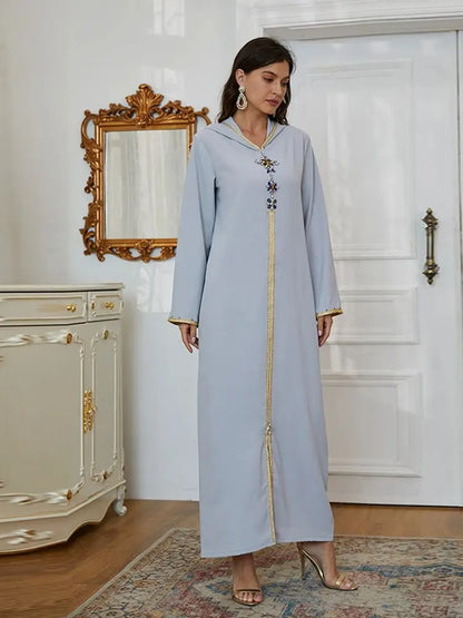 Ramadan Gray S Size Abaya Damen Dubai Luxury Islam Muslim African Dresses For Women Kebaya Kaftan Morocco Robe Musulmane Femme.