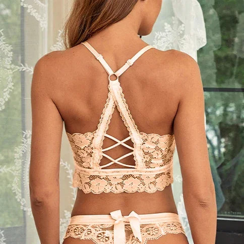 Women White Crop Tops Lace Print Camisole Sexy Hollow Backless Bra Removable Chest Pad Bralette Solid Beauty Back Tank Top.