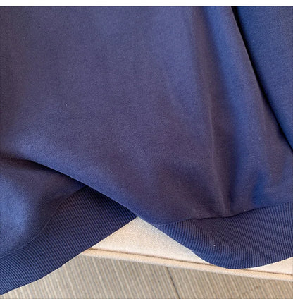 150kg plus size Damen büste Herbst Winter lose Rundhals ausschnitt Fleece warmes Sweatshirt bedrucktes Oberteil blau 5xl 6xl 7xl 8xl 9xl