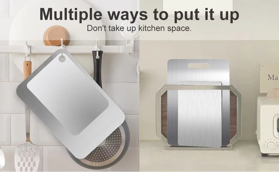 Titanium Cutting Boards for Kitchen Stainless Board 304 Steel Thickened Double Sided Food Grade Portable Fruit Meat Chopping.