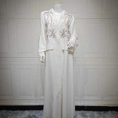 Ramadan Eid Kebaya White Muslim Modest Kimono Women Clothing Abaya Damen Dubai Luxury Islam Kaftan Robe Longue Femme Musulman.