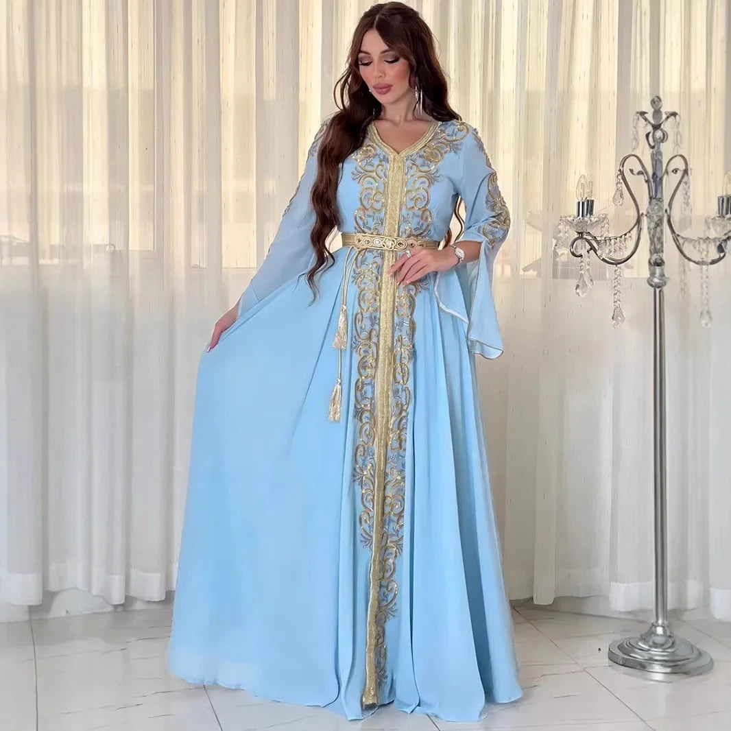 Mesh Stickerei Abaya Frauen Muslimischen Lange Maxi Kleider Oman Türkei Arabisch Kaftan Eid Party Kleid Marokko Abend Jalabiya Vestidos