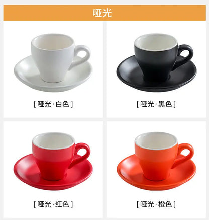 Thickened Ceramic Coffee Cup Set 80ML Italian Espresso Cup Plate Small Cup Colorful with Plate Spoon Drinkware.