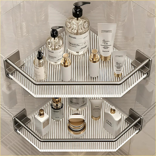 2PCS Badezimmer Acryl Regale Küche Lagerung Organizer Shampoo Regal Dusche Regal Bad Zubehör Kein Bohrer Lagerung Regal