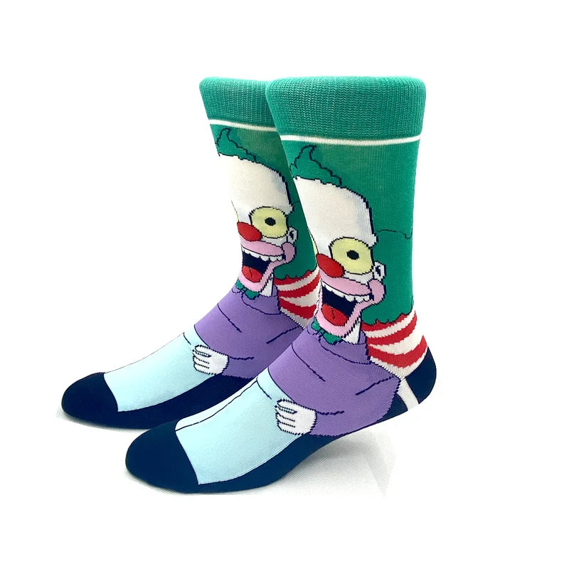 New 1 Pair The Simpsons Harajuku Women Men Socks Cartoon Personality Skateboard Socks Anime Middle Tube Cotton Unisex Socks