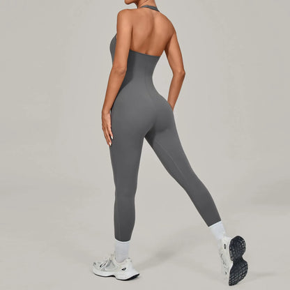 Yoga Jumpsuit Sports Fitness Peach Hip Halter Neck Backless Pants Bodysuit Outdoor Dance Jumpsuit Tight Yoga Wear for Women
