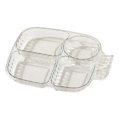 WORTHBUY Square Plastic Divided Dinner Plate Portion Control Food Plate Stackable Salad Plate 4 Compartments Fat Reducing Plate.