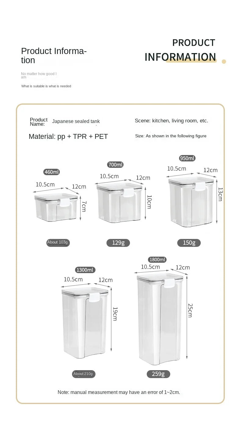 Large Capacity Waterproof Transparent Sealed Jar Multi-size Scene Kitchen Candy Dried Grain Storage With Lid Fridge Storage Tank