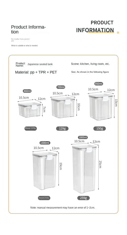 Large Capacity Waterproof Transparent Sealed Jar Multi-size Scene Kitchen Candy Dried Grain Storage With Lid Fridge Storage Tank