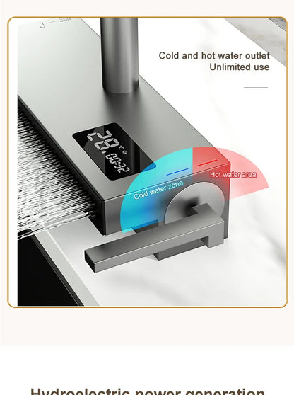 Black Stainless Steel Kitchen Sink Waterfall Sink dishwashing Basin Large Single Sink Household Sink Under The Counter Sink