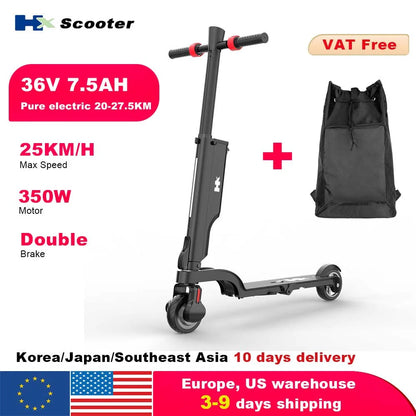 HX 7.5AH Electric E Scooter 350W 25KM/H Foldable Electric Kick Scooter Scooters 5.5 Inch APP Smart Escooter for Adults