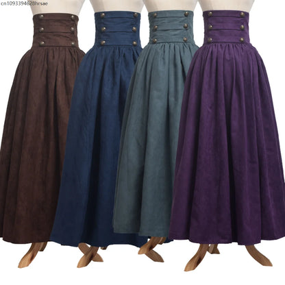 Women Renaissance Skirt Steampunk Vintage Lolita Gothic Victorian Empire High Waist Walking Skirts.