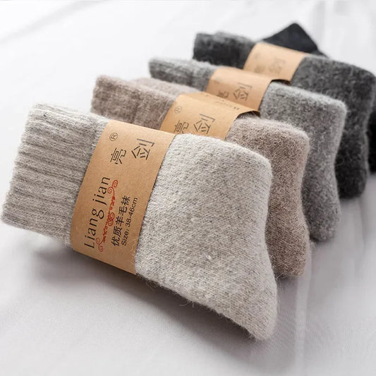 Super Warm Funny Happy Male Men Thicker Solid Socks Merino Wool Rabbit Socks Snow Winter Socks calceta hombre skarpety meskie.