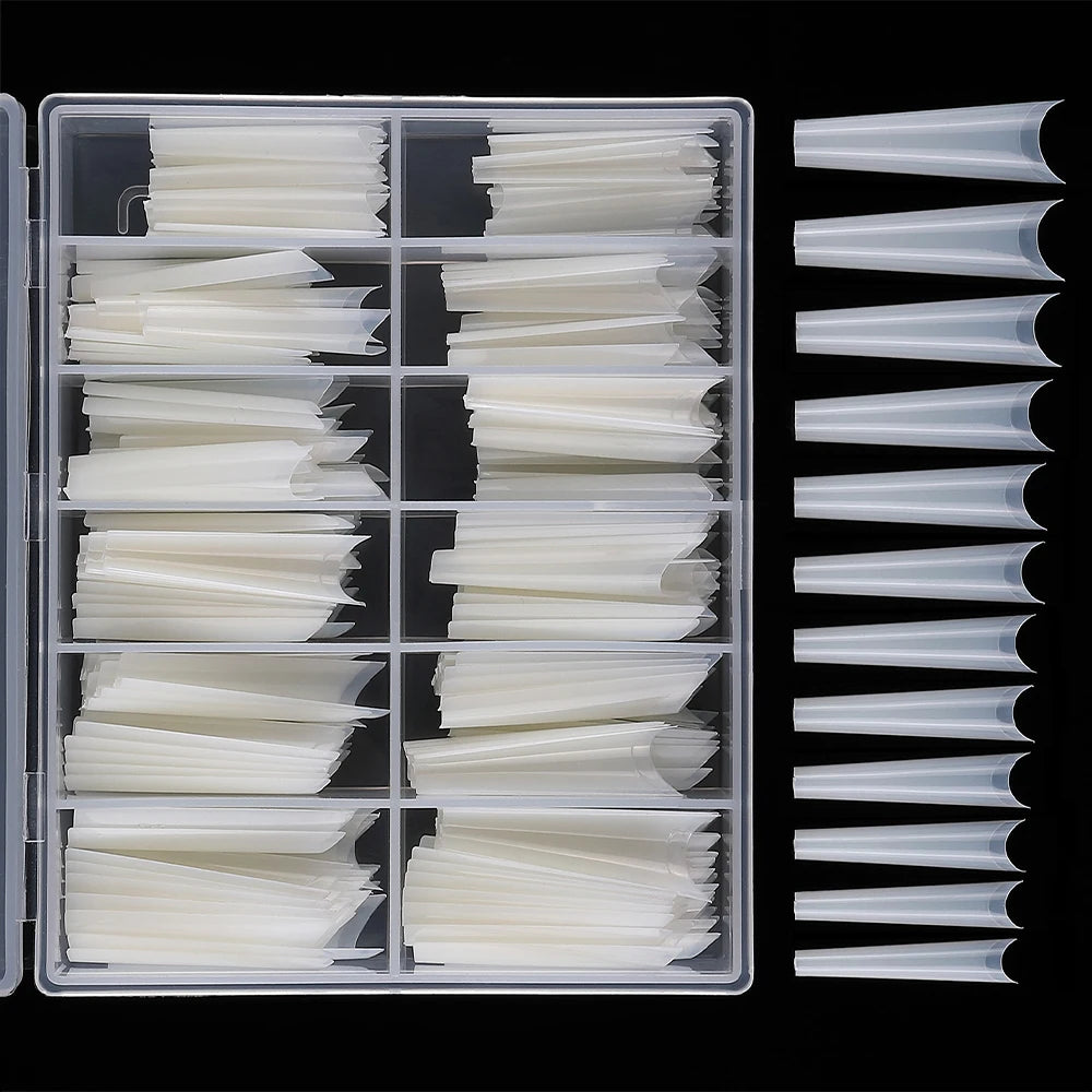 240PCS/Box False Nail Tips Square Straight Extra Long Half Cover Nails Artificial Acrylic False Nail Tips Press On Manicure Tool.