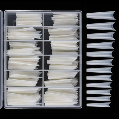 240PCS/Box False Nail Tips Square Straight Extra Long Half Cover Nails Artificial Acrylic False Nail Tips Press On Manicure Tool.
