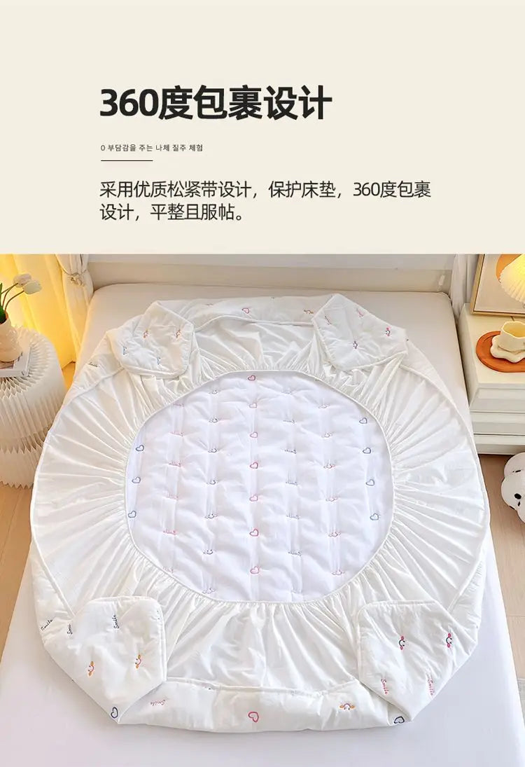Cotton Mattress Single-piece Simmons Mattress Protective Cover Non-slip Fixing Bed Dust Cover.