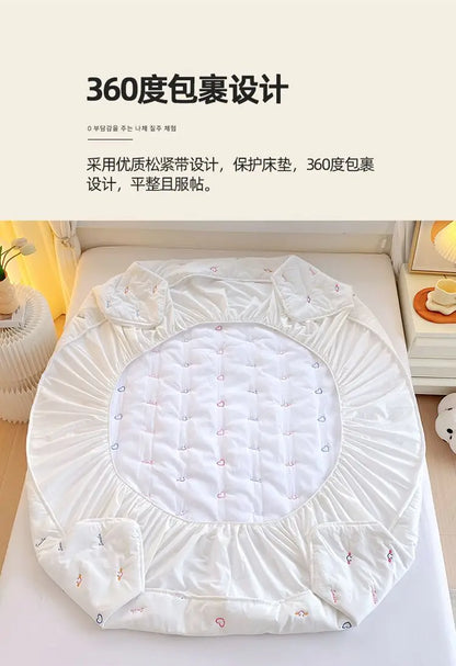 Cotton Mattress Single-piece Simmons Mattress Protective Cover Non-slip Fixing Bed Dust Cover.